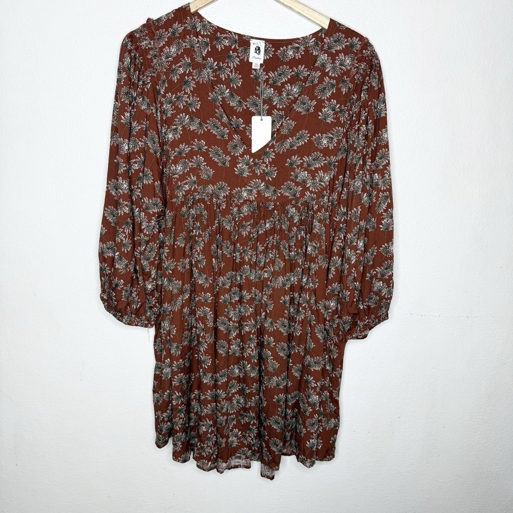 New Flawless Yearn For More Babydoll Tunic Dress Cinnamon Brown Womens 3XL